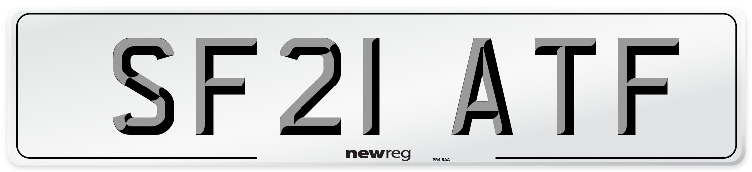 SF21 ATF Number Plate from New Reg
